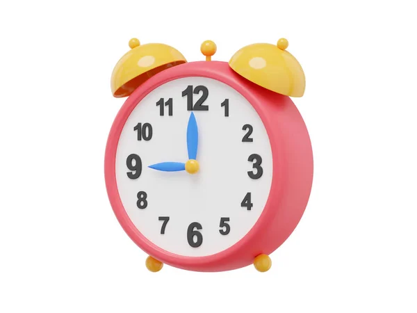 Relógio Alarme Vintage Multicolorido Vista Lateral Renderização Ícone Sobre Fundo — Fotografia de Stock