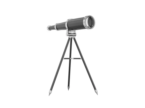 Реалистичный Черный Телескоп Рендеринг Икона Белом Фоне — стоковое фото