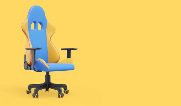 Mehrfarbiger Gaming Sessel Seitenansicht Rendering Symbol Auf Gelbem Hintergrund Platz — Stockfoto