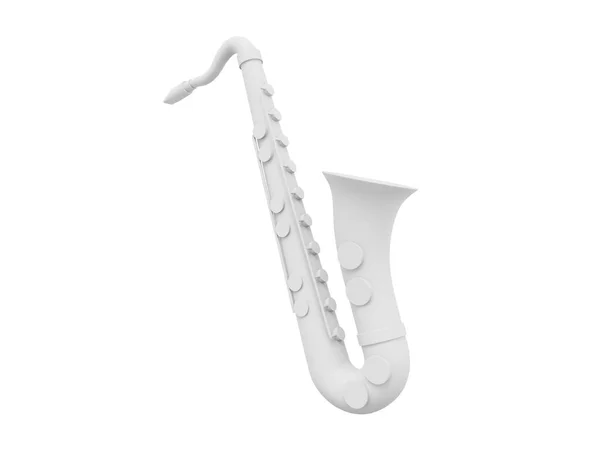 White Saxophone Musical Instrument Side Rendering Icon White Background — Stock Photo, Image