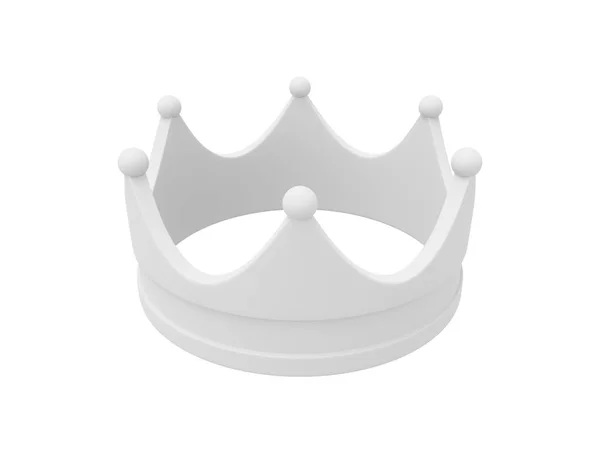 白色王冠 权力的象征 最高的视野 3D渲染 白色背景的图标 — 图库照片
