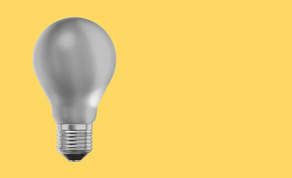 Realistic White Light Bulb Rendering Icon Yellow Background Text Space — Stock Photo, Image