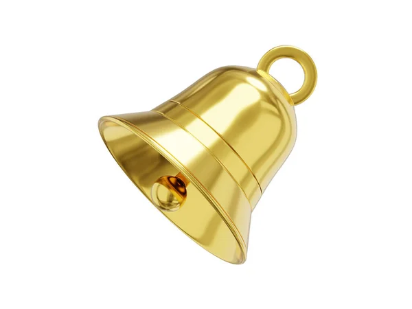Bell Metal Gold Notification Symbol Rendering Icon White Background — Stock Photo, Image