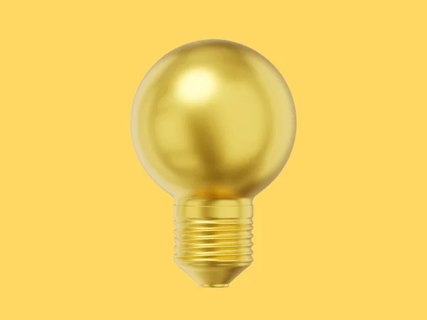 Bombilla Oro Realista Representación Icono Sobre Fondo Amarillo — Foto de Stock