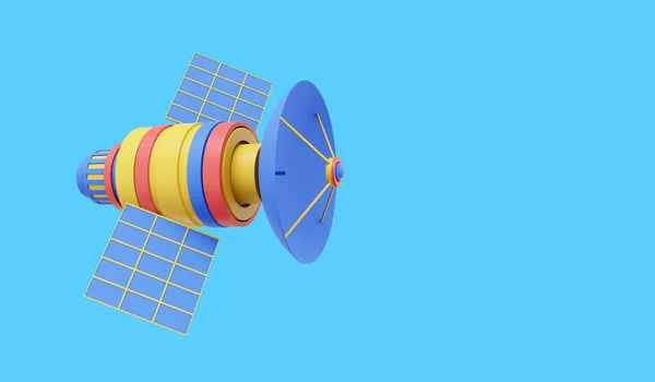 Weltraumsatellit Mit Antenne Orbitale Kommunikationsstation Intelligenz Forschung Rendering Mehrfarbiges Symbol — Stockfoto