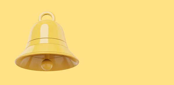 黄色の鐘 通知記号 3Dレンダリング 黄色の背景のアイコン テキストのスペース — ストック写真