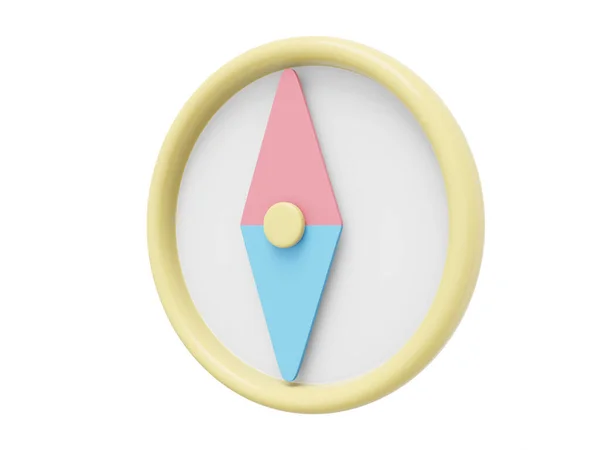 Cartoon Pastel Kompas Navigatie Richting Vinden Weergave Ikoon Witte Achtergrond — Stockfoto