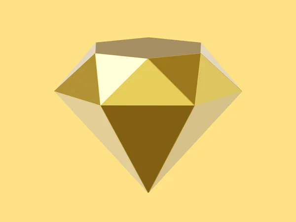 Diamond Gold Metal Jewelry Rendering Icon Yellow Background — Stock Photo, Image
