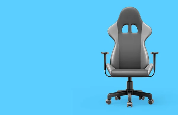 现实的游戏扶手椅3D渲染 蓝色背景图标 文本空间 — 图库照片