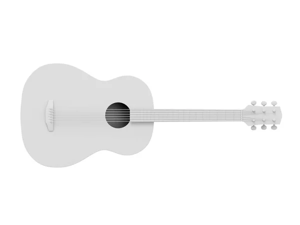 ホワイトアコースティックギター フロントビュー 3Dレンダリング 白地のアイコン — ストック写真