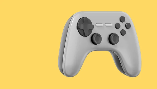现实的游戏控制器 黄色背景上的灰色图标 带有文字的空格 3D渲染 — 图库照片