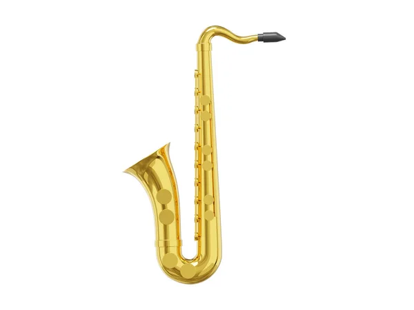 Szaxofon Arany Fém Hangszer Renderelés Ikon Fehér Háttér — Stock Fotó