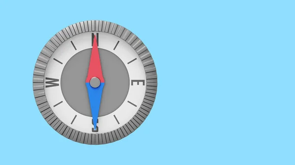 Realistischer Kompass Navigation Richtungsfindung Rendering Symbol Auf Blauem Hintergrund Platz — Stockfoto