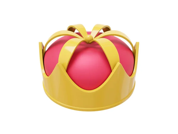 Koninklijke Kroon Met Rode Dop Symbool Van Macht Bovenaanzicht Weergave — Stockfoto