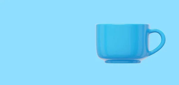Blauer Becher Vorhanden Rendering Symbol Auf Blauem Hintergrund Platz Für — Stockfoto