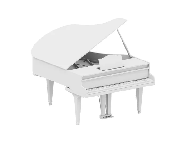 Fehér Zongora Hangszer Renderelés Ikon Fehér Háttér — Stock Fotó