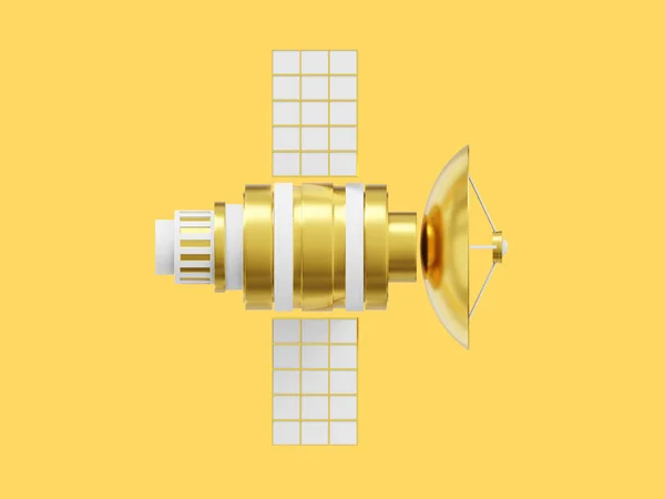 Űrműhold Antennával Orbitális Kommunikációs Állomás Hírszerzés Kutatás Renderelés Realisztikus Arany — Stock Fotó