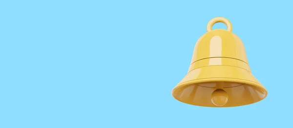 Желтый Звонок Символ Уведомления Рендеринг Икона Синем Фоне Место Текста — стоковое фото