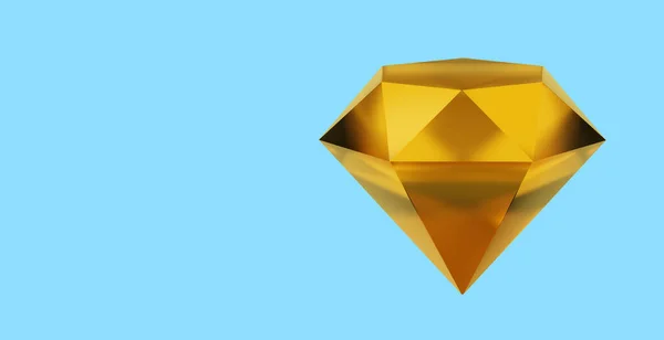 Žlutý Diamant Šperky Vykreslování Ikona Modrém Pozadí Místo Pro Text — Stock fotografie