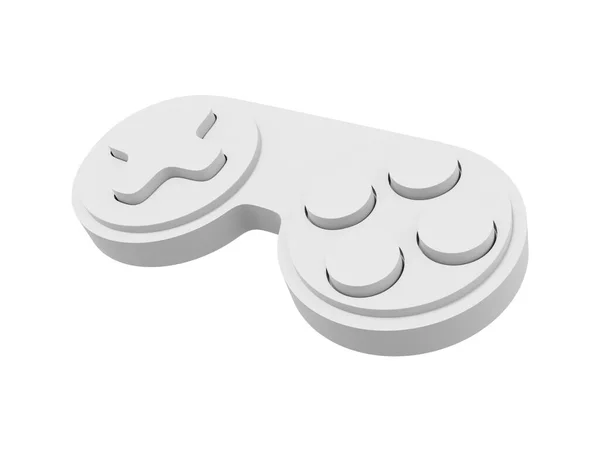 最小限のコンソールゲームコントローラ 白の背景に白の独立したアイコン 3Dレンダリング — ストック写真