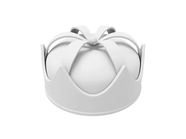 Bílá Královská Koruna Čepicí Symbol Moci Pohled Shora Vykreslování Ikona — Stock fotografie