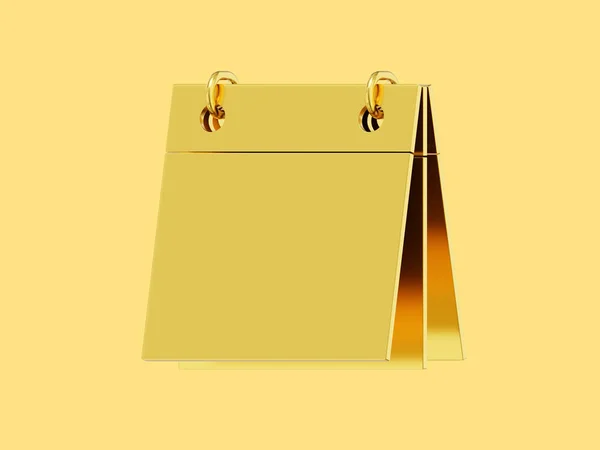 Flip Calendario Metal Dorado Representación Icono Sobre Fondo Amarillo — Foto de Stock