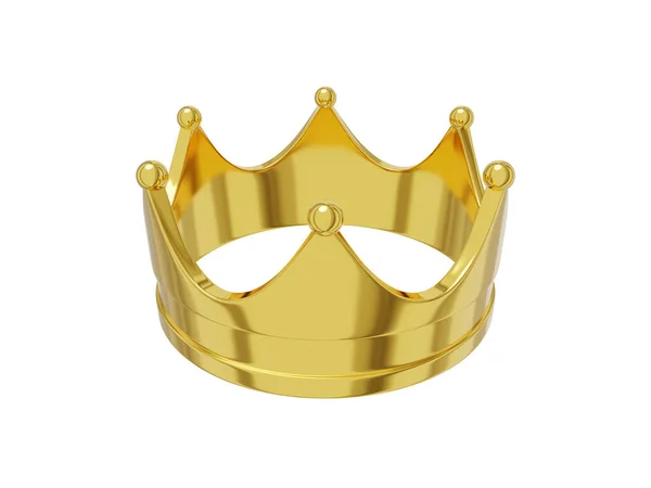 現実的な王室の王冠ゴールドメタル パワーの象徴 トップビュー 3Dレンダリング 白地のアイコン — ストック写真