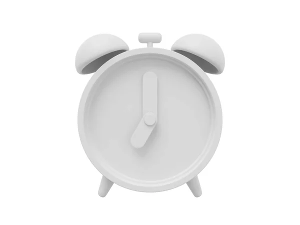 Blanco Mínimo Reloj Despertador Dibujos Animados Representación Icono Sobre Fondo — Foto de Stock