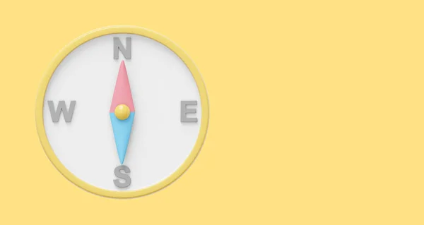 Einfacher Pastellkompass Navigation Richtungsfindung Rendering Symbol Auf Gelbem Hintergrund Platz — Stockfoto