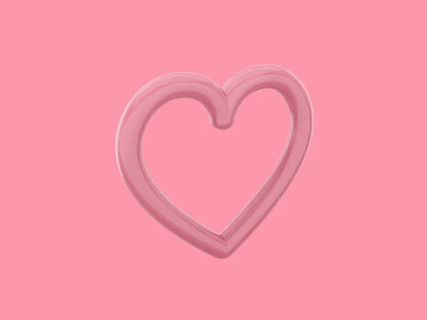 玩具的心脏 粉红单色 爱情的象征 在坚实的粉红色背景上 看左边 3D渲染 — 图库照片