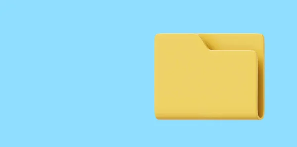 Κίτρινο Άδειο Φάκελο Υπολογιστή Πλαϊνή Όψη Απόδοση Εικονίδιο Μπλε Φόντο — Φωτογραφία Αρχείου