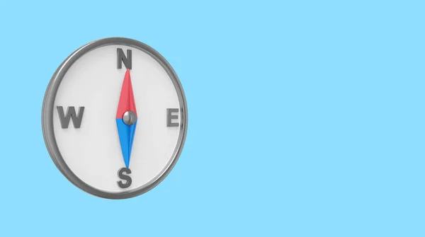 Einfacher Kompass Navigation Richtungsfindung Rendering Symbol Auf Blauem Hintergrund Platz — Stockfoto