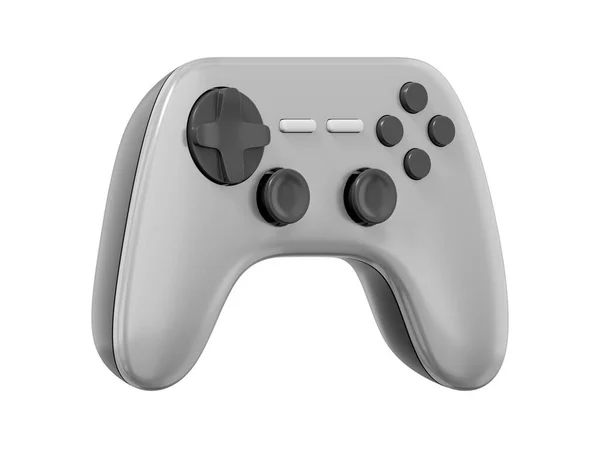 Реалистичный Игровой Контроллер Серый Изолированный Значок Белом Фоне Рендеринг — стоковое фото