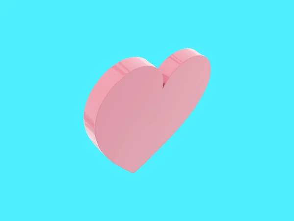 Lapos Szív Rózsaszín Egyszínű Szerelem Szimbóluma Kék Monokróm Háttérrel Első — Stock Fotó