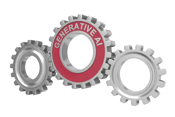 Spinning Gears Text Generative Interaction Concept Illustration Stock Photo