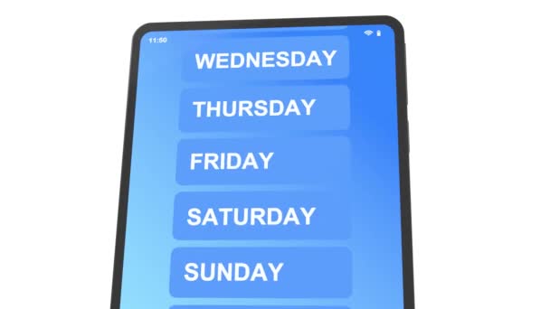 Tablet Electrónico Con Aplicación Calendario Texto Generativa Concepto Programación Control — Vídeo de stock