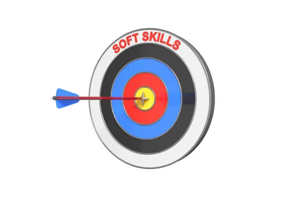 Arrow Flies Hits Target Target Text Soft Skills Concept Target Stock Photo