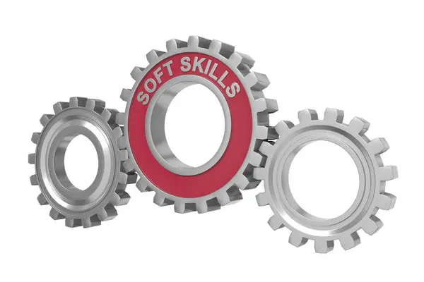 Spinning Gears Text Soft Skills Interaction Concept Illustration Royalty Free Stock Photos