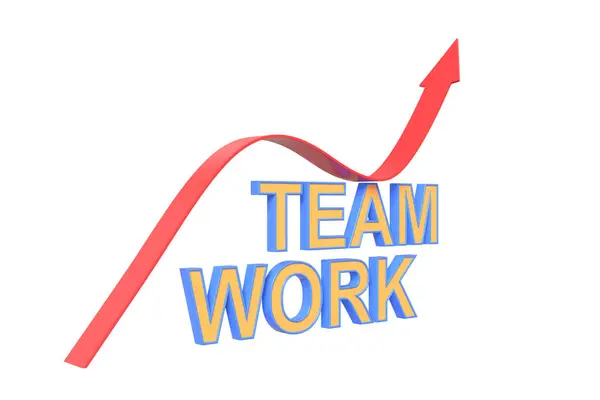 Red Arrow Growing Chart Text Teamwork Development Concept Illustration Imagen De Stock