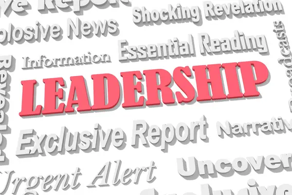 Leadership Text Mitten Tidningen Rubrik Moln Begreppet Nyheter Viktig Händelse Stockfoto