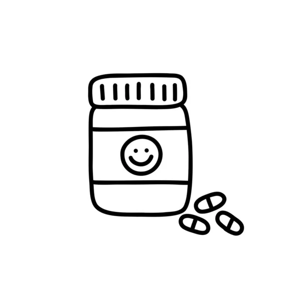 Antidepressiva Doodle Icoon Vector Illustratie — Stockvector