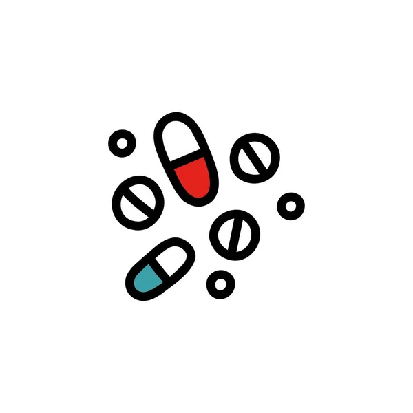Pills Doodle Icon Vector Illustration — Stock Vector