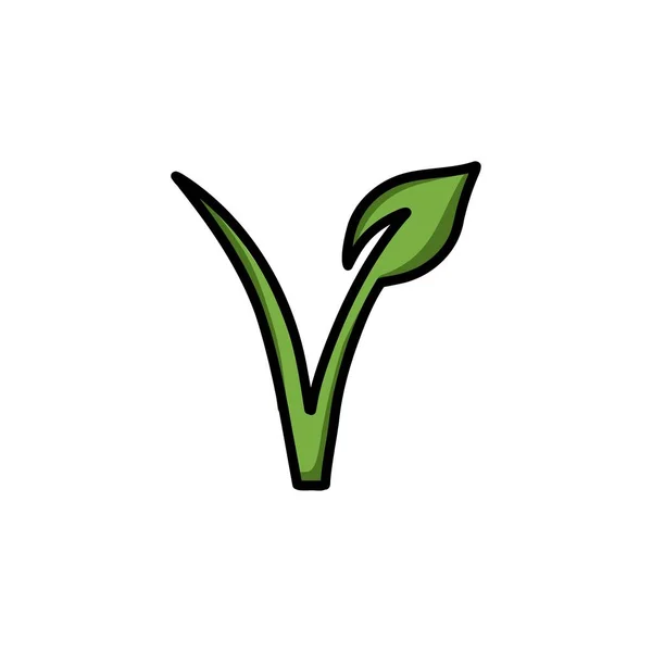 Ícone Doodle Símbolo Vegan Ilustração Vetorial — Vetor de Stock