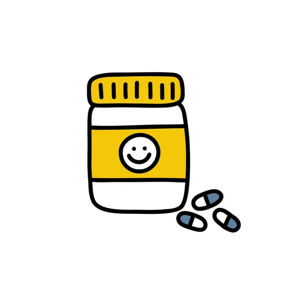 Antidepressiva Doodle Icoon Vector Illustratie — Stockvector