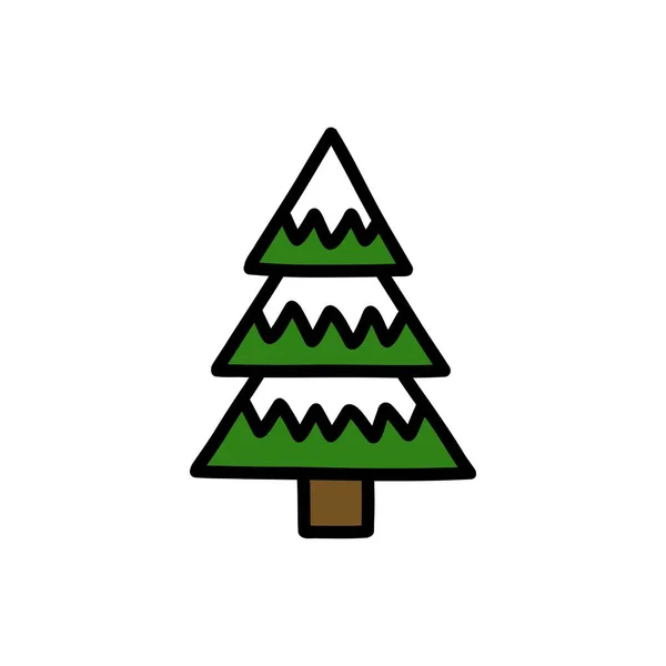 Boże Narodzenie Drzewo Bazgroły Ikona Wektor Ilustracja — Wektor stockowy