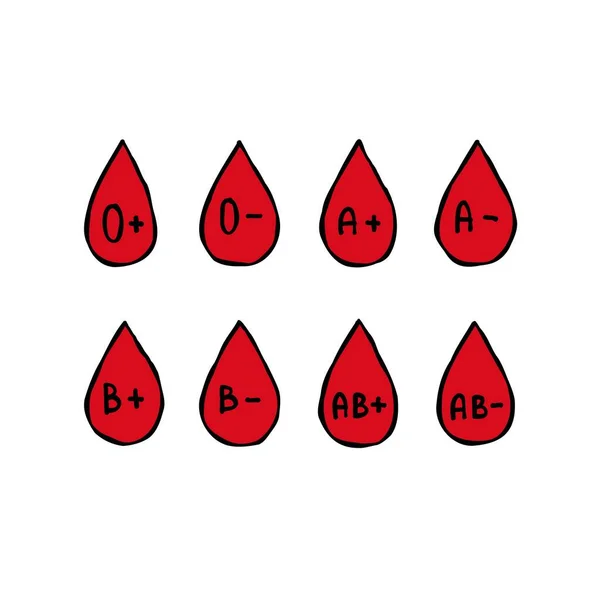 血型涂鸦图标 手绘插图 — 图库矢量图片