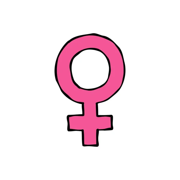 Weibliches Symbol Doodle Symbol Handgezeichnete Illustration — Stockvektor