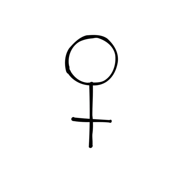 Weibliches Symbol Doodle Symbol Handgezeichnete Illustration — Stockvektor