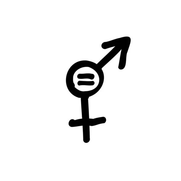 Gender Equality Symbol Doodle Icon Hand Drawn Illustration — Stock Vector