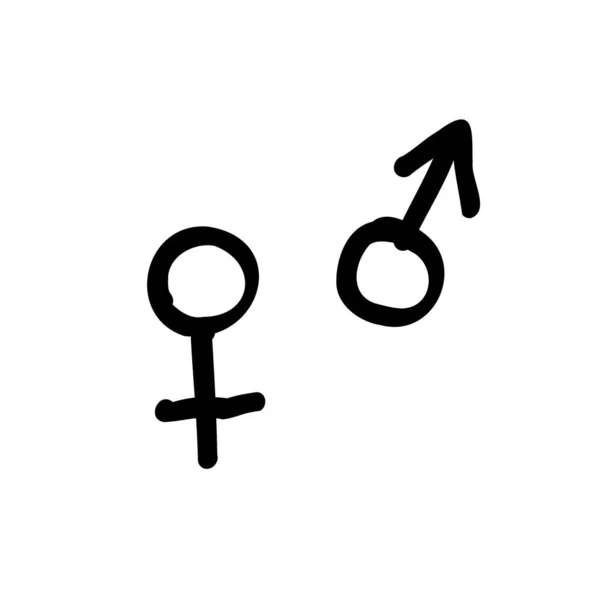 Gender Symbool Doodle Icoon Met Hand Getekend Illustratie — Stockvector